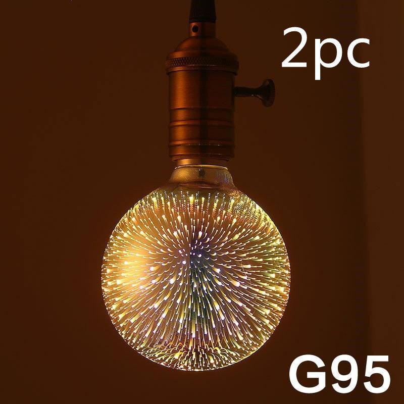 Zephyr – LED Lichtbulb 3D Decoratie Bulb Vuurwerk 110 220V ST64 G95 G80 G125 A60 Fles Hart Feestverlichting Noviteit Kerstlamp