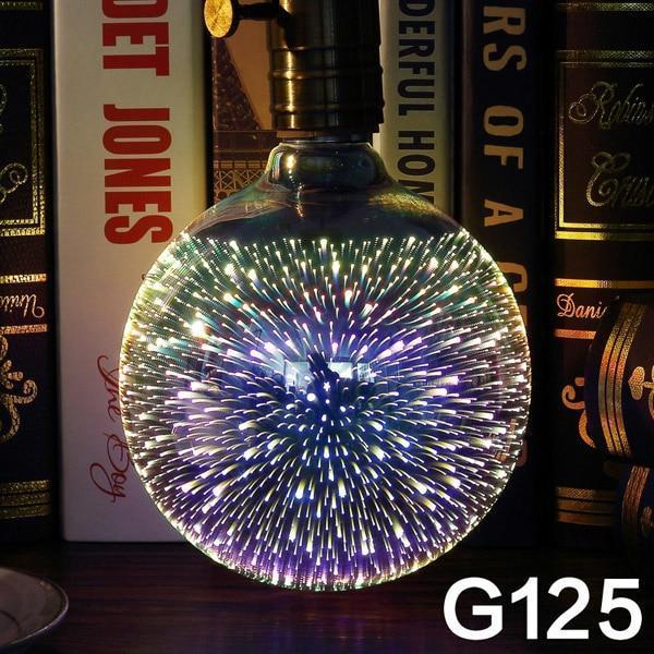 Zephyr – LED Lichtbulb 3D Decoratie Bulb Vuurwerk 110 220V ST64 G95 G80 G125 A60 Fles Hart Feestverlichting Noviteit Kerstlamp