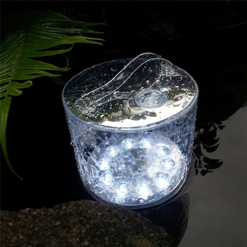 Zonne-energie Opblaasbare LED Campinglamp – 10 LEDs, Waterdicht, Opvouwbaar