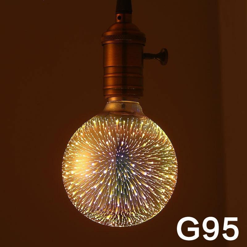Zephyr – LED Lichtbulb 3D Decoratie Bulb Vuurwerk 110 220V ST64 G95 G80 G125 A60 Fles Hart Feestverlichting Noviteit Kerstlamp