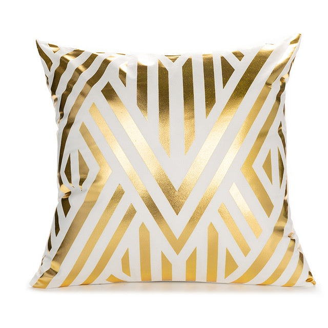 Indigo – Elegante Witte en Gouden Decoratieve Kussenhoezen