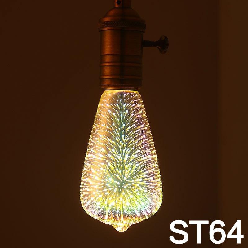 Zephyr – LED Lichtbulb 3D Decoratie Bulb Vuurwerk 110 220V ST64 G95 G80 G125 A60 Fles Hart Feestverlichting Noviteit Kerstlamp