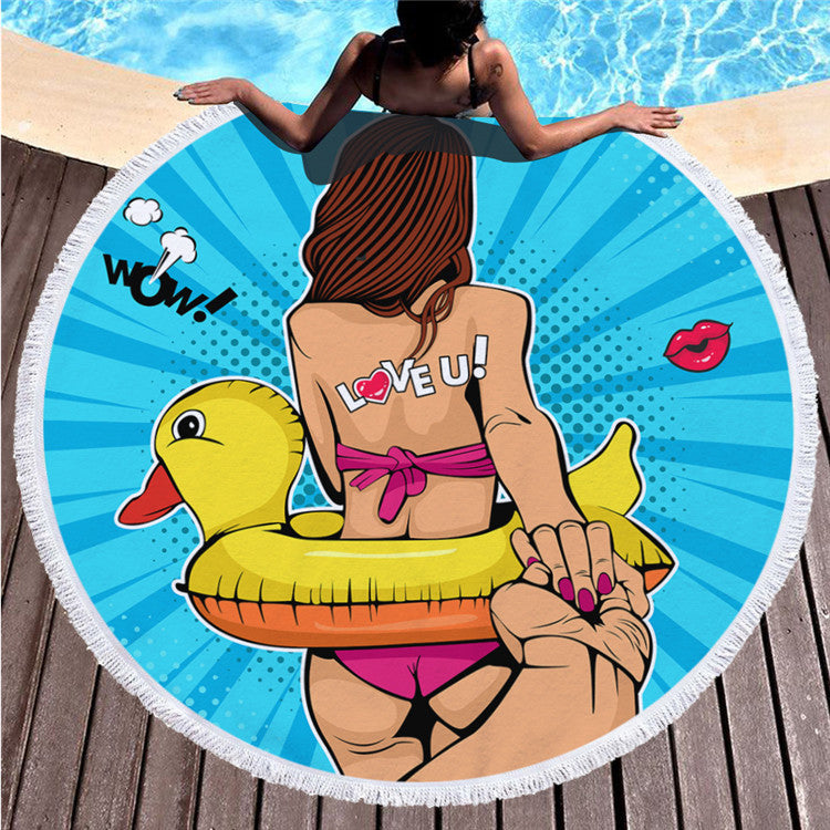 Brio – Ronde Geprinte Strandhanddoek Sjaal
