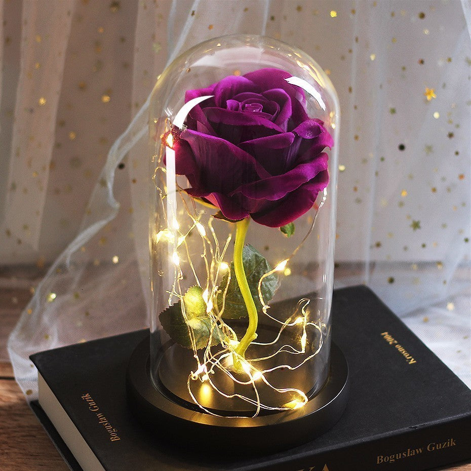 Celeste – Immortal Simulation Roos met Glazen Deksel en Luminous LED Ornament