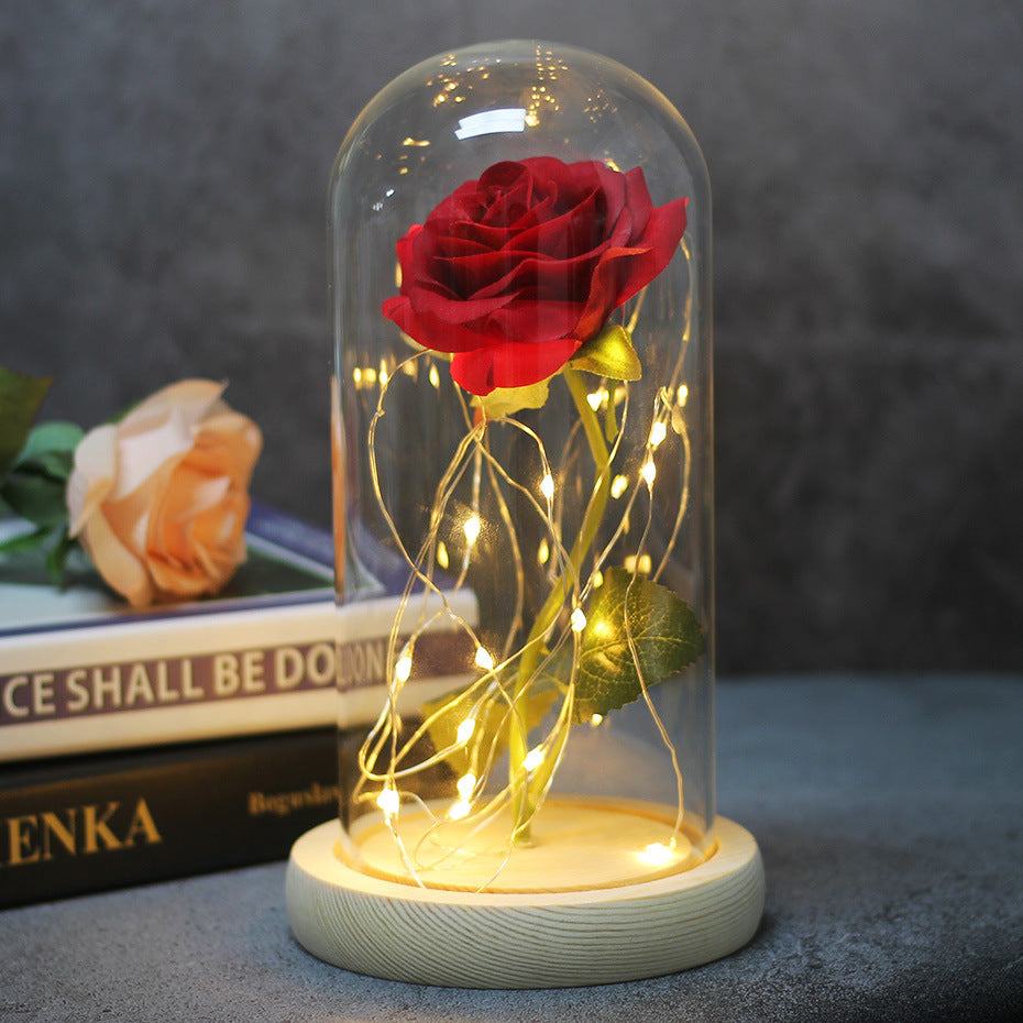 Celeste – Immortal Simulation Roos met Glazen Deksel en Luminous LED Ornament