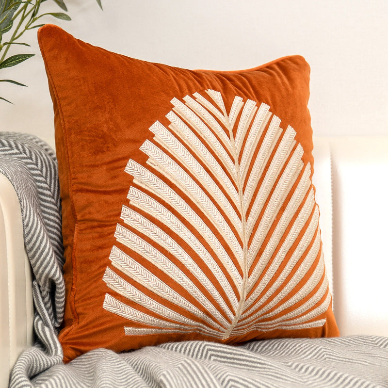 Elowen – Modern en Luxe Kussen met Bladmotief van Nederlandse Flanel