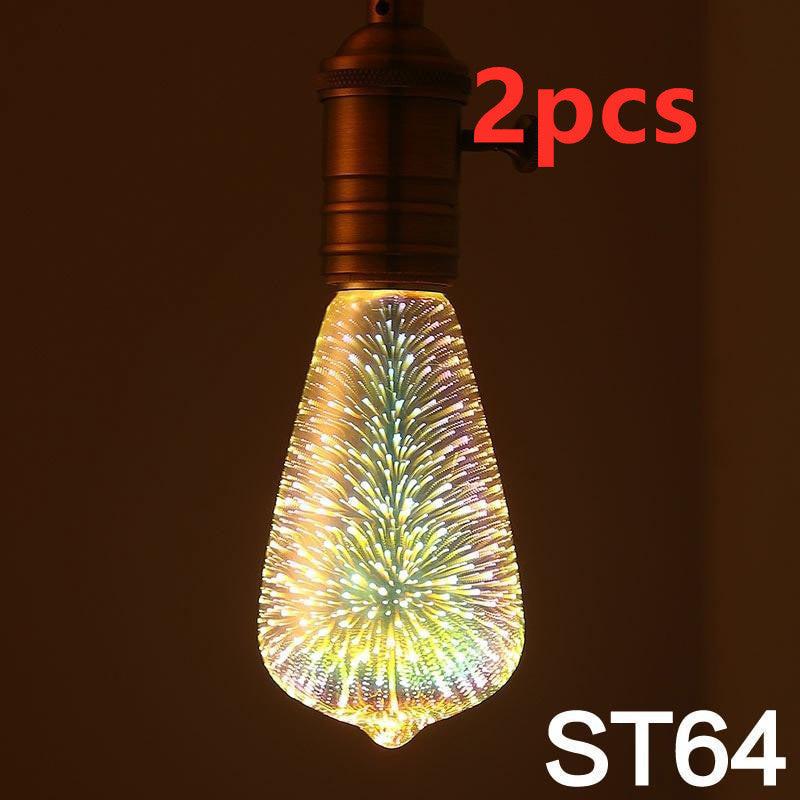 Zephyr – LED Lichtbulb 3D Decoratie Bulb Vuurwerk 110 220V ST64 G95 G80 G125 A60 Fles Hart Feestverlichting Noviteit Kerstlamp