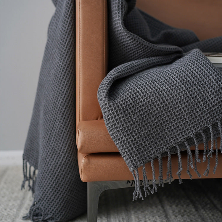 Amara – Effen Kleur Dekentje, Sofa, Decoratieve Dekens, Donkergrijs