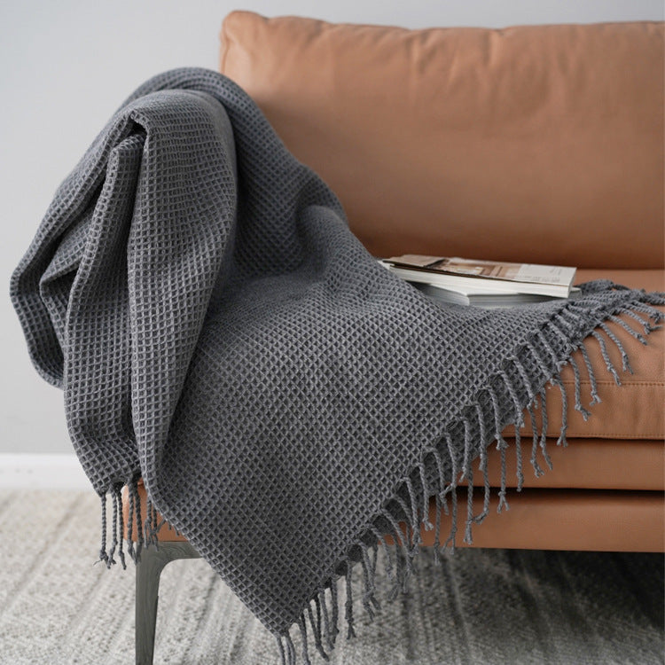 Amara – Effen Kleur Dekentje, Sofa, Decoratieve Dekens, Donkergrijs