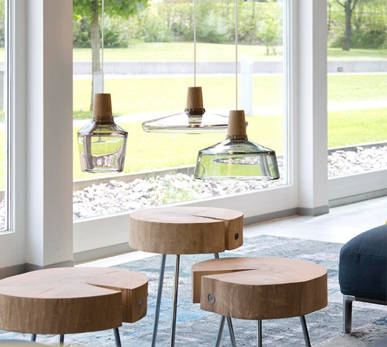 Orion – Moderne Hanglamp van Glas met Houten Vintage Stijl voor Café, Bar en Restaurant