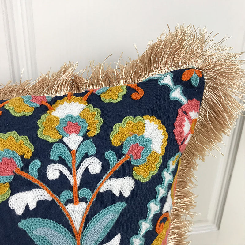 Amadeus – Vintage Boho Kussenhoes met Borduurrand