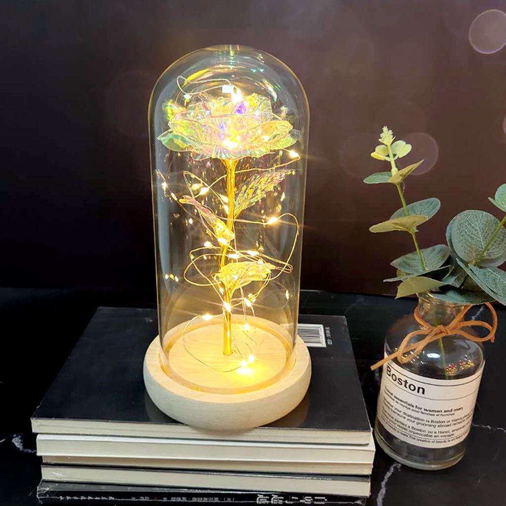 Celeste – Immortal Simulation Roos met Glazen Deksel en Luminous LED Ornament