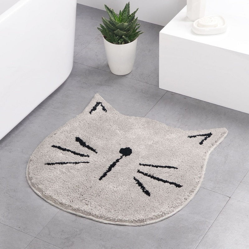 Thalassa – Absorberende Badmat met Schattige Kat in Nordic Stijl