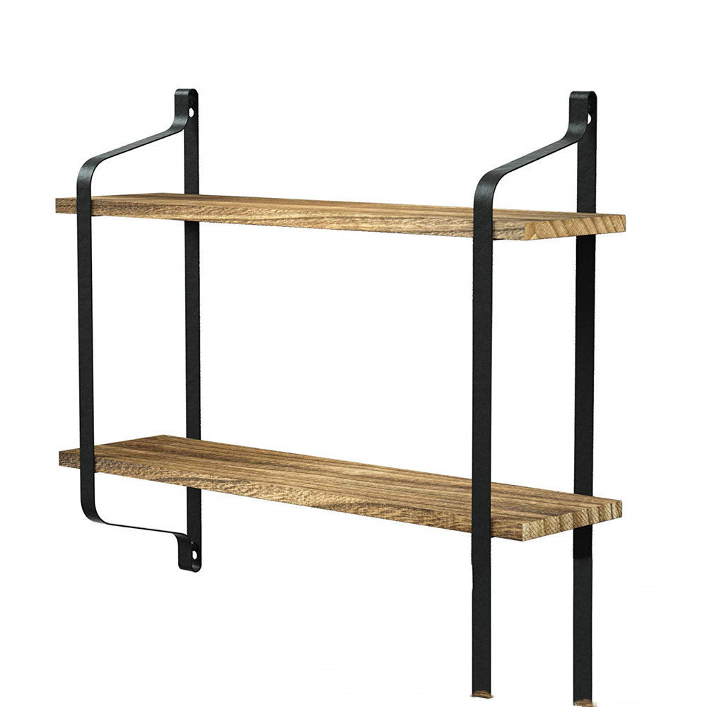 Haven – Solid Houten Wandplank met Gietijzeren Beugel