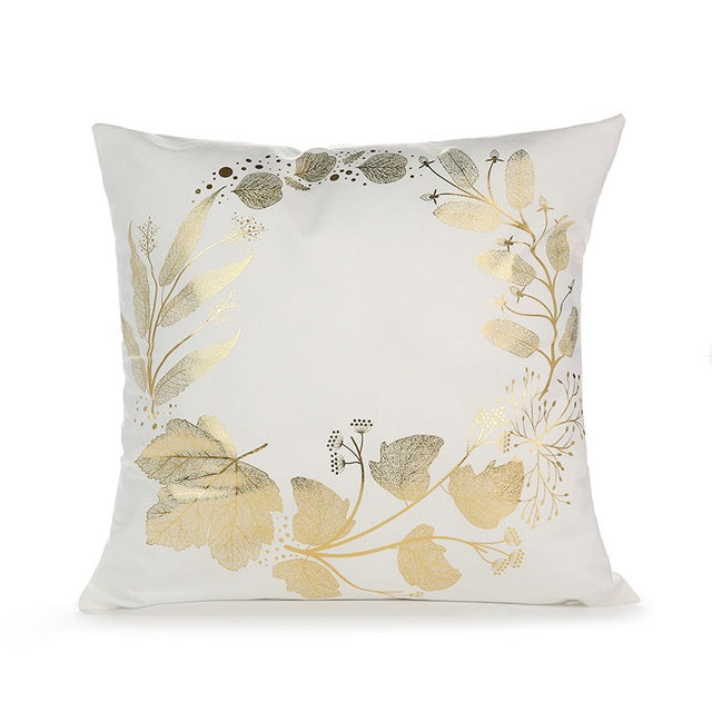 Indigo – Elegante Witte en Gouden Decoratieve Kussenhoezen