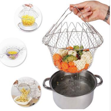 Florian – Vouwbare RVS Frituurmand voor Koken en Wassen van Fruit en Groenten