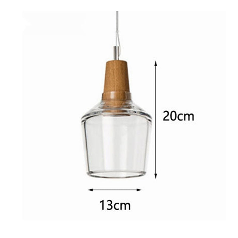 Orion – Moderne Hanglamp van Glas met Houten Vintage Stijl voor Café, Bar en Restaurant