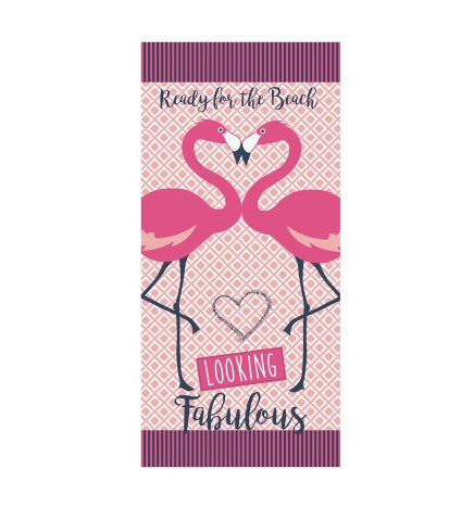 Aurelia – Grote Microvezel Strandhanddoek met Flamingo- en IJscreampatroon