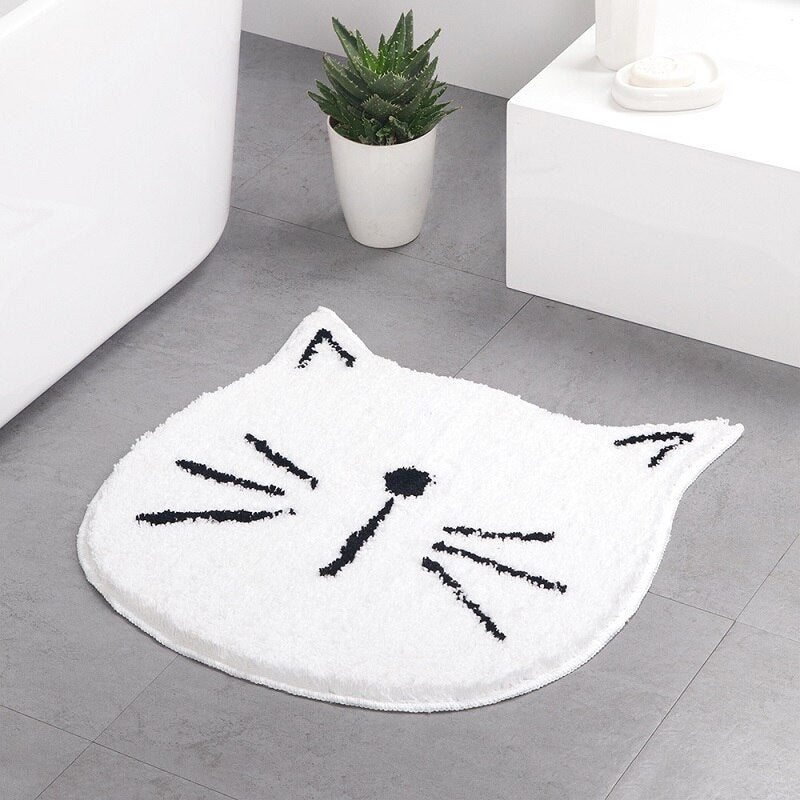 Thalassa – Absorberende Badmat met Schattige Kat in Nordic Stijl