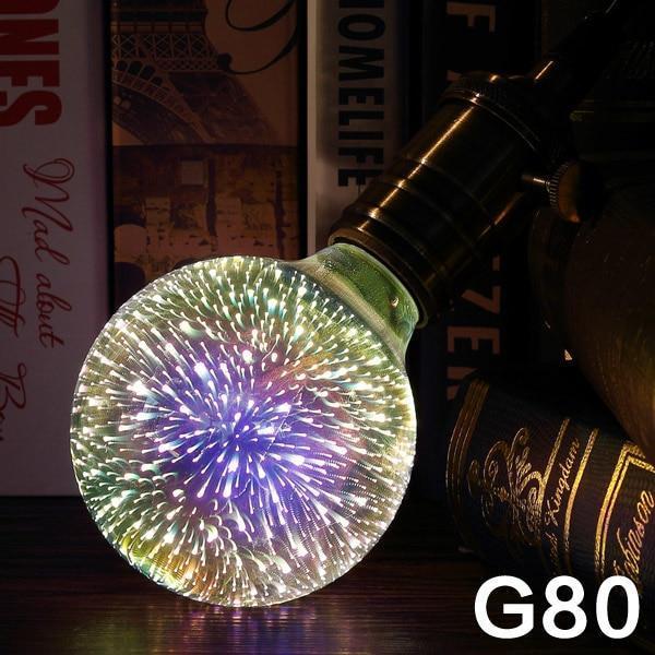Zephyr – LED Lichtbulb 3D Decoratie Bulb Vuurwerk 110 220V ST64 G95 G80 G125 A60 Fles Hart Feestverlichting Noviteit Kerstlamp