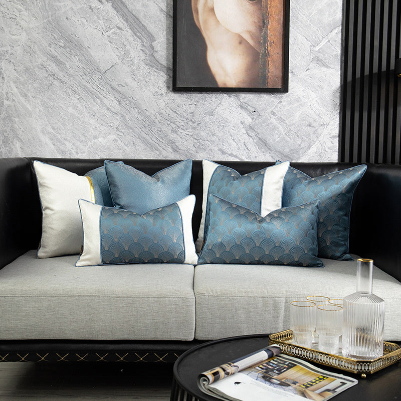 Haven – Blauw en Witte Patchwork Kussens voor de Woonkamer Sofa