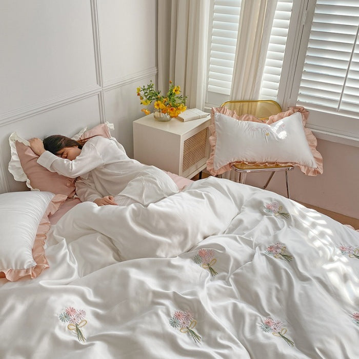 Cosmo – Luxe Washed Silk Bed Vierdelige Beddeken Set
