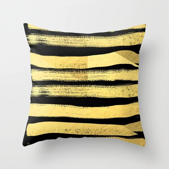 Haven – Geometrisch Abstract Geel Zwart Kussenhoes voor Sofa