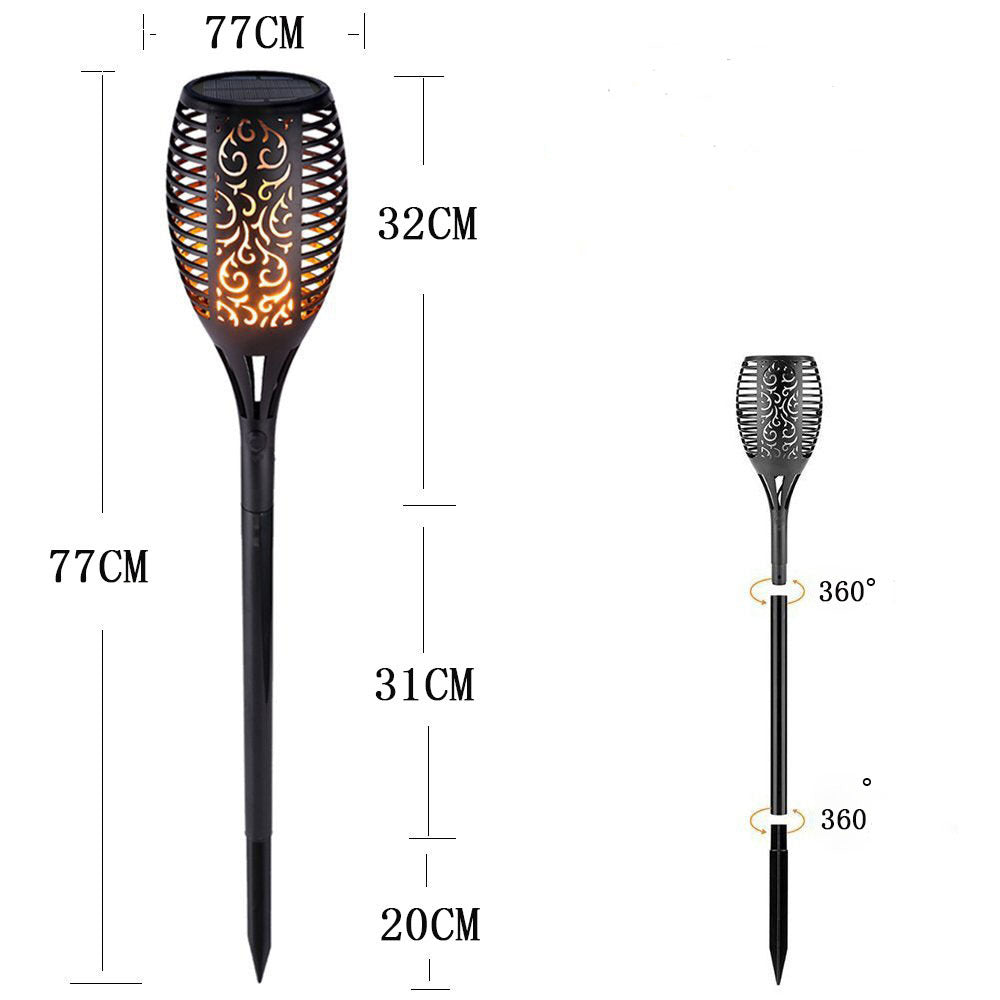 Zonne-oplaadbare LED Fakkellamp – 96 LEDs, IP65 Waterdicht, 83cm Buitenlamp met Vlameffect