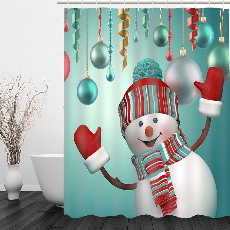 Aurora – Waterdichte 3D Kerstman Gedrukte Douchegordijn voor Badkamerdecor