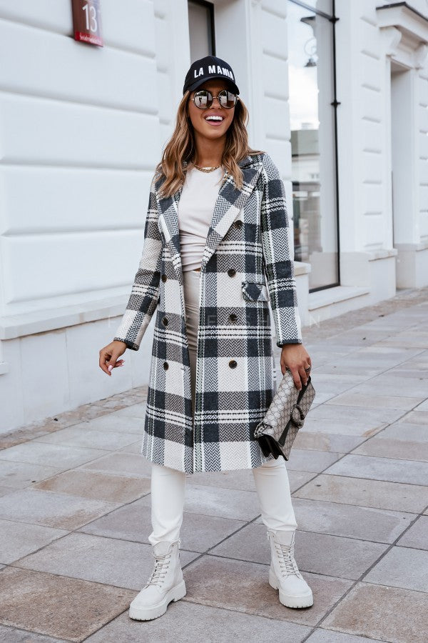 Isidore – Mode Plaid Wol Coat