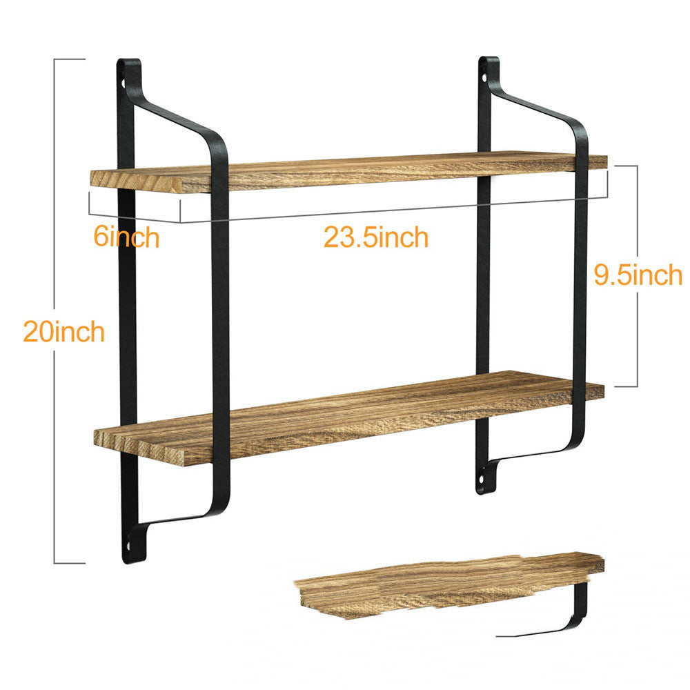 Haven – Solid Houten Wandplank met Gietijzeren Beugel