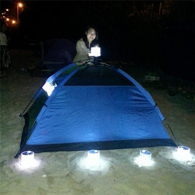 Zonne-energie Opblaasbare LED Campinglamp – 10 LEDs, Waterdicht, Opvouwbaar