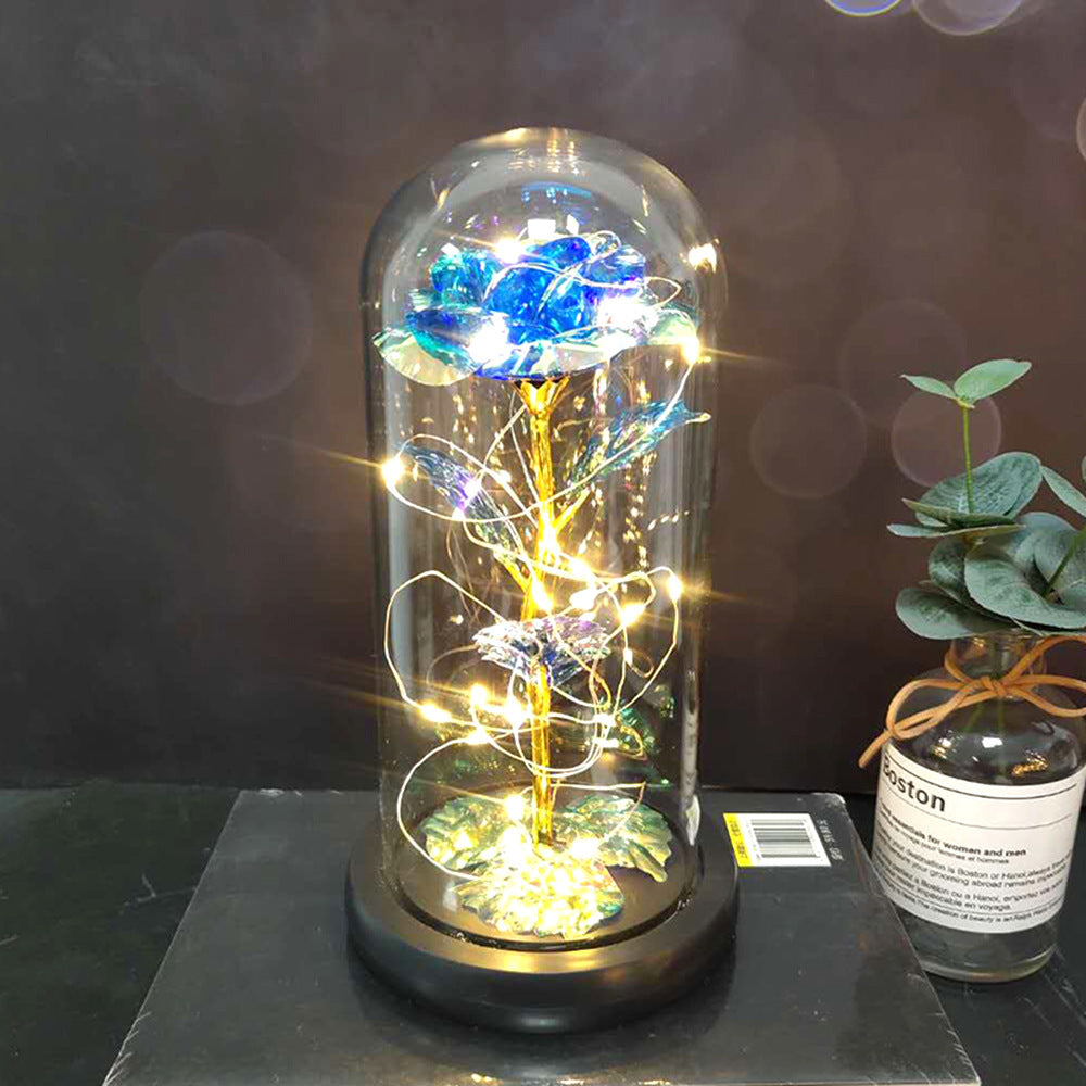Celeste – Immortal Simulation Roos met Glazen Deksel en Luminous LED Ornament