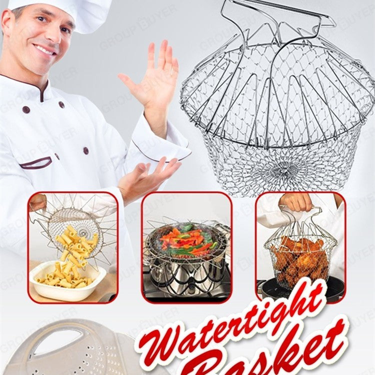 Florian – Vouwbare RVS Frituurmand voor Koken en Wassen van Fruit en Groenten
