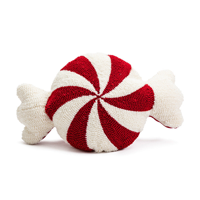 Persephone – Decoratieve Rode Kerst Snoeppop Kussen