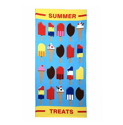 Aurelia – Grote Microvezel Strandhanddoek met Flamingo- en IJscreampatroon