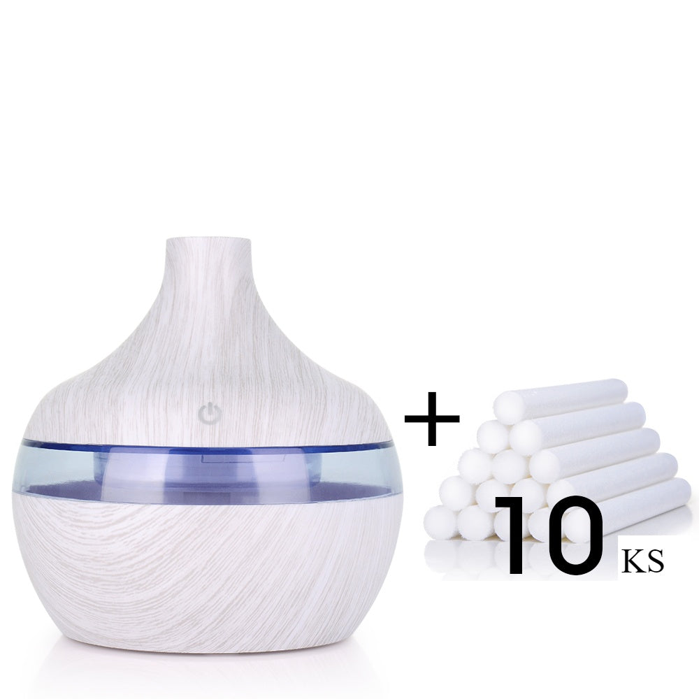 Benedict – Houten Grain Aromatherapie USB Luchtbevochtiger met Essentiële Olie Diffuser