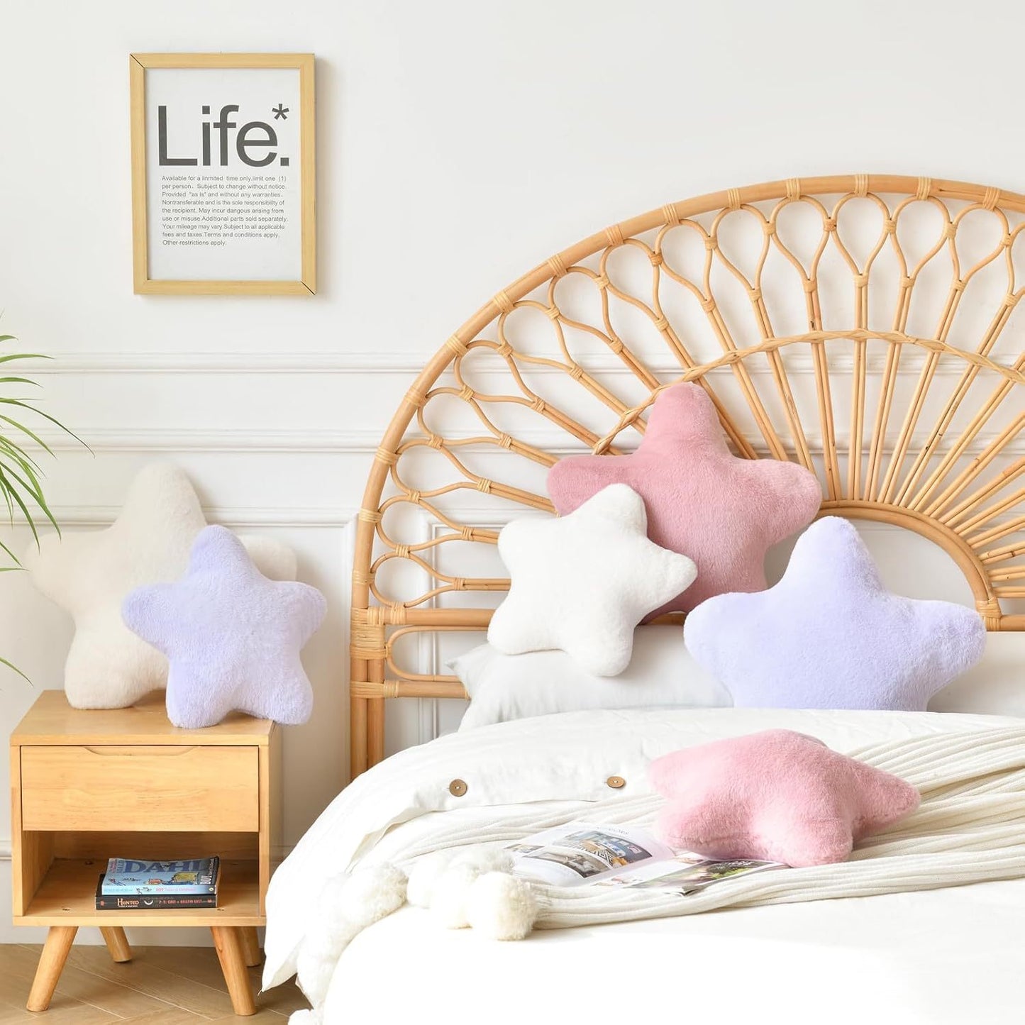 Lysander – Decoratieve Sterkussen voor Bed en Bank, 38 cm Stervormig Kussen met Zacht Faux Konijnenbont voor Sofa en Slaapkamer