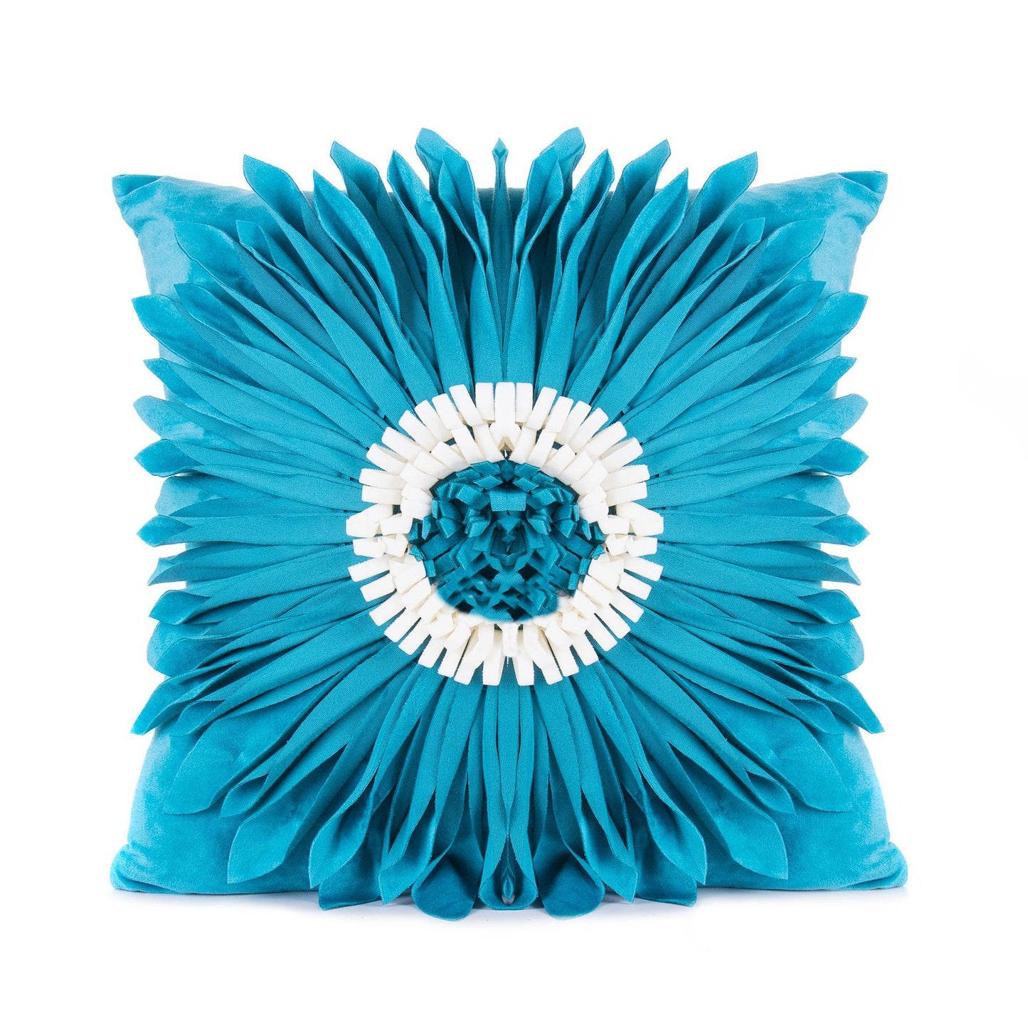 Ambrose – Moderne Stijl Witte Sierkussens met Fluwelen Stiksel en 3D Chrysant Motief