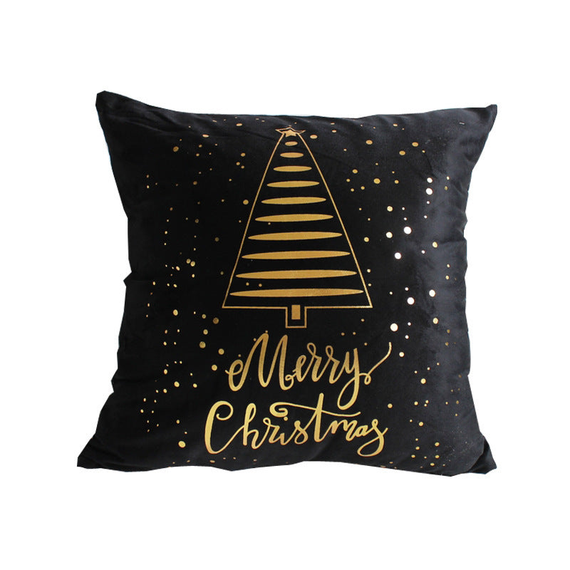 Celeste – Pluche Kussenhoes met Kerstboom op Zwarte Achtergrond
