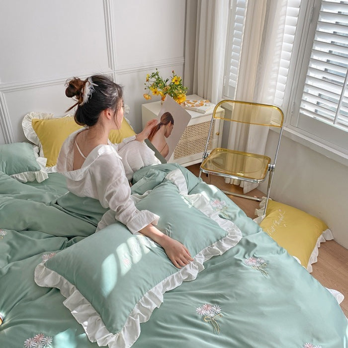 Cosmo – Luxe Washed Silk Bed Vierdelige Beddeken Set