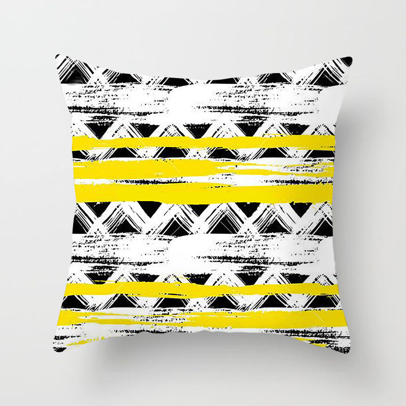 Haven – Geometrisch Abstract Geel Zwart Kussenhoes voor Sofa