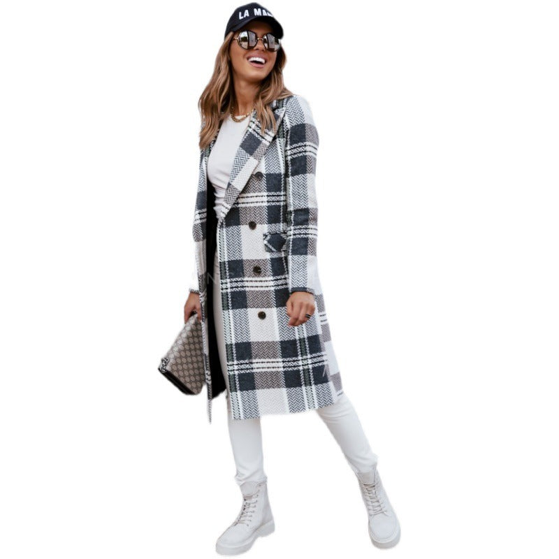 Isidore – Mode Plaid Wol Coat