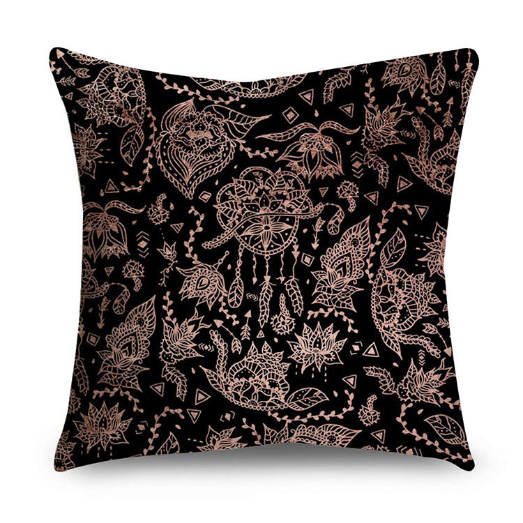 Aurelius – Zwarte Gouden Polyester Kussenhoes