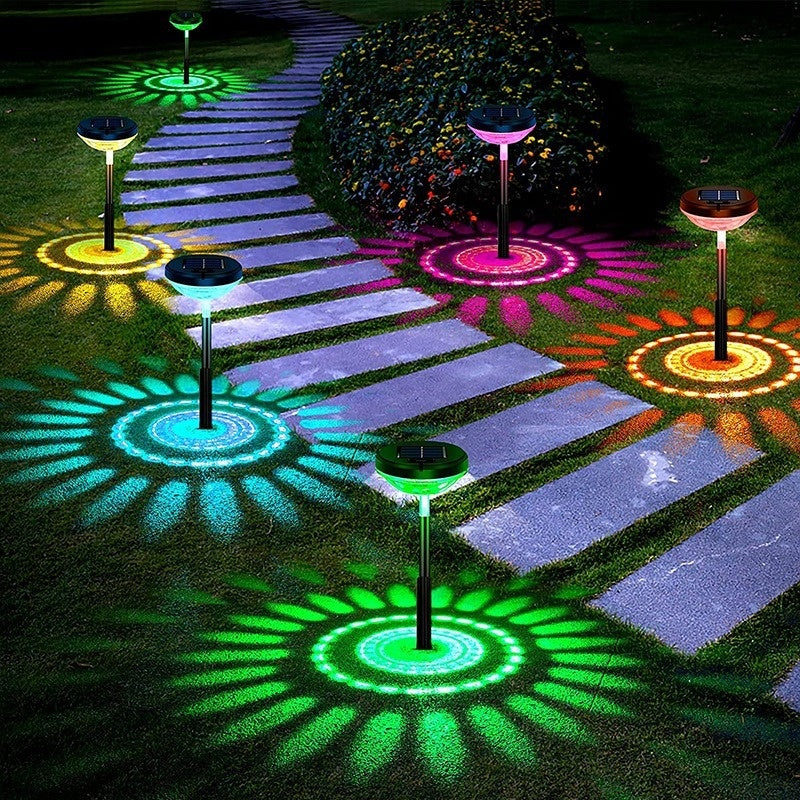 Zonne-tuinlamp met Bloemenprojectie – RGB Licht, IP44, 1200mAh, Decoratief voor Pad en Gazon