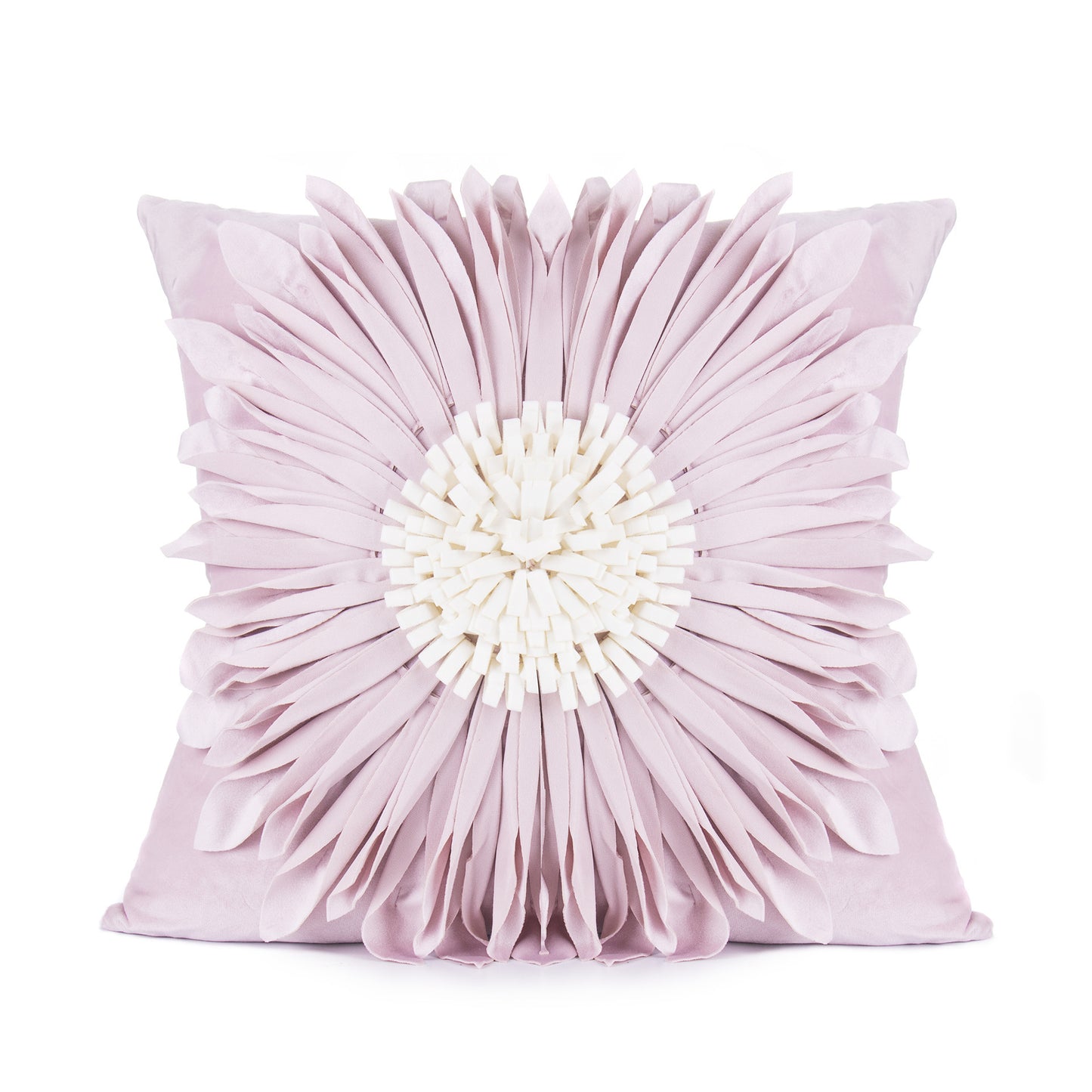 Ambrose – Moderne Stijl Witte Sierkussens met Fluwelen Stiksel en 3D Chrysant Motief