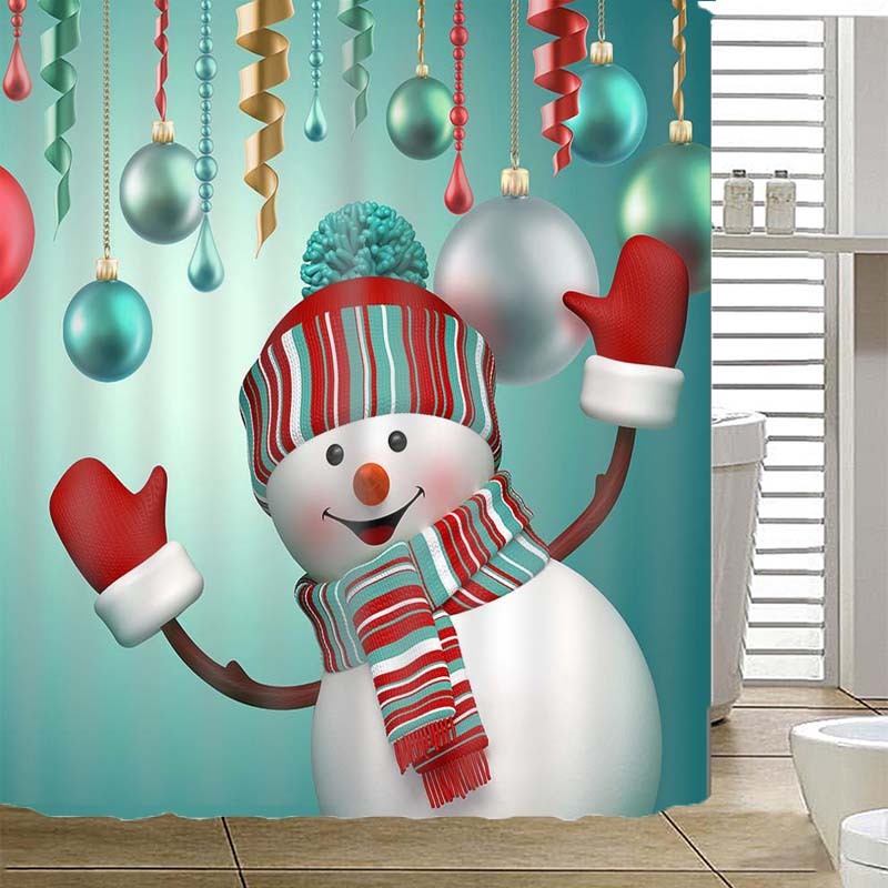 Aurora – Waterdichte 3D Kerstman Gedrukte Douchegordijn voor Badkamerdecor