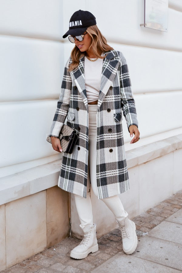 Isidore – Mode Plaid Wol Coat