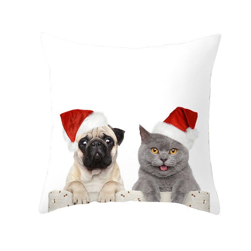 Odette – Kussenhoes van Perzikhuid Stof met Kerstprint