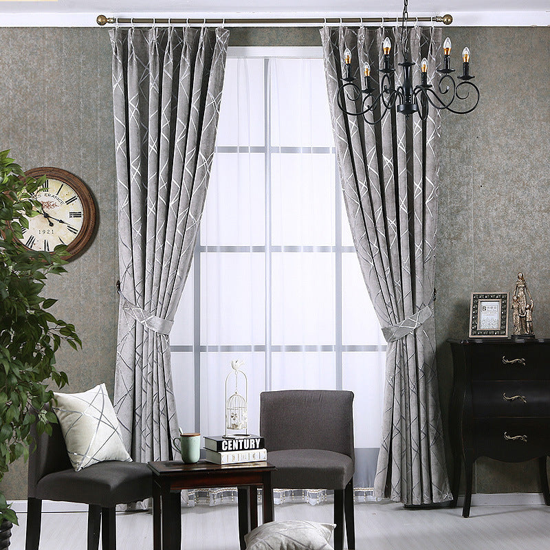 Verve – Effen Kleur Eenvoudige Moderne Luxe Chenille Zwart-out Gordijnen